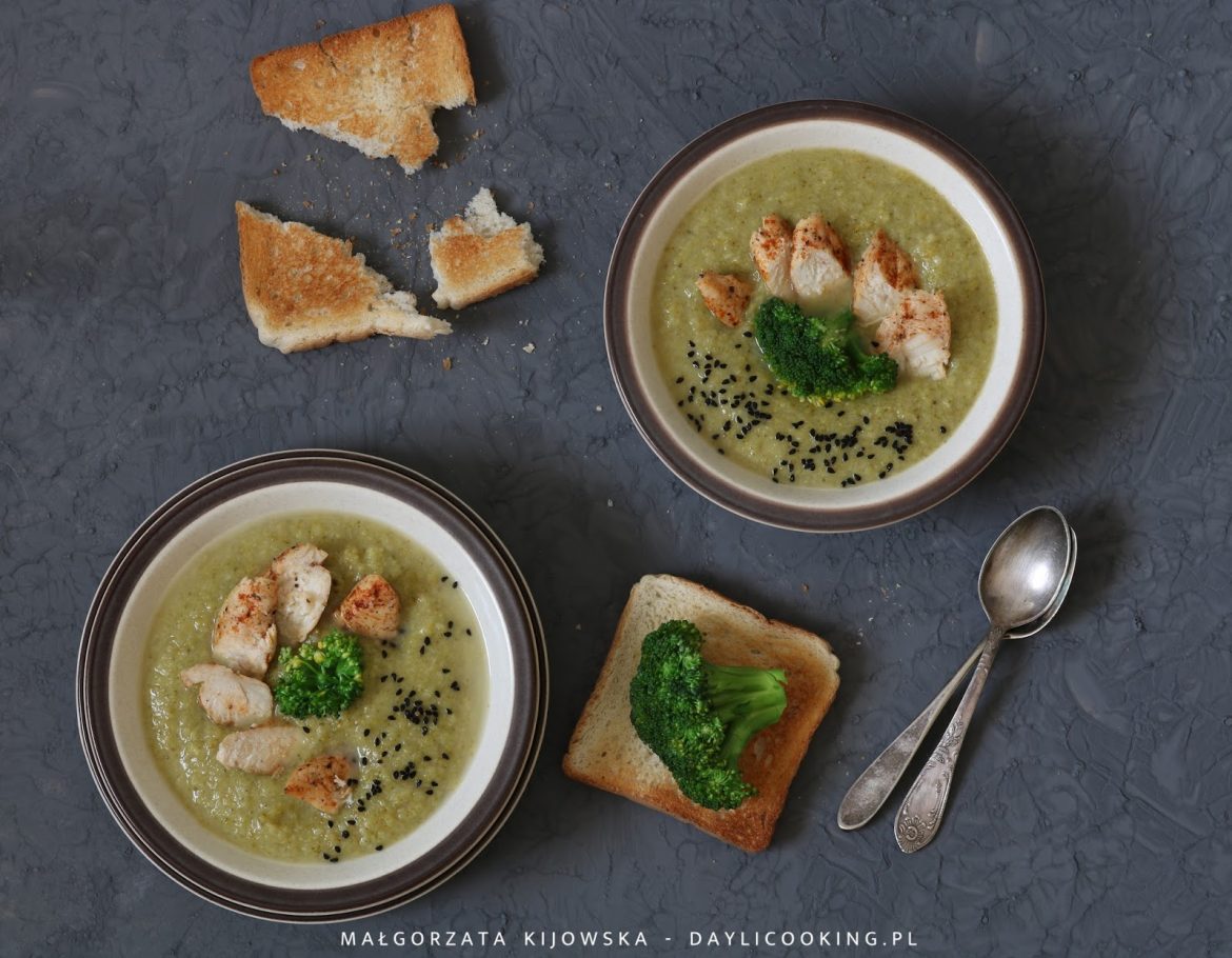zupa brokułowa z grillowanym kurczakiem