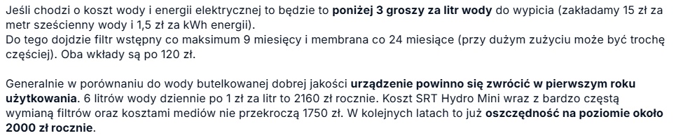 wolnostojący filtr do wody srt hydro
